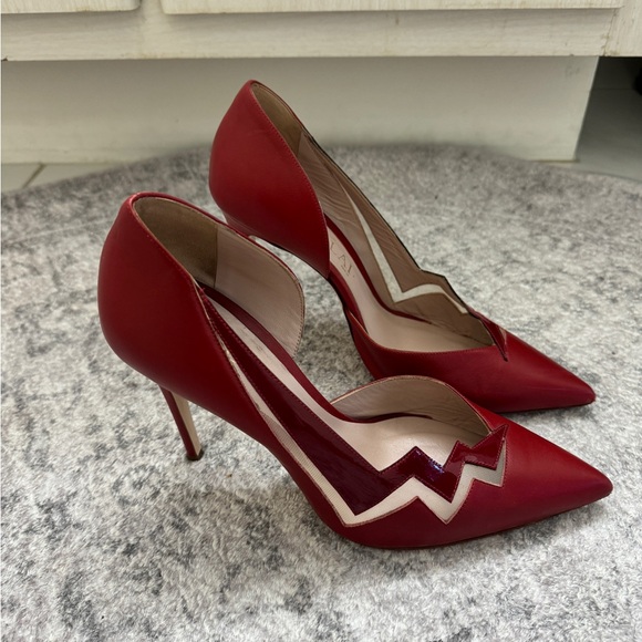 Aperlai Red Suede High Heel Shoes with Cutout Detail Size 40 - Picture 7 of 12